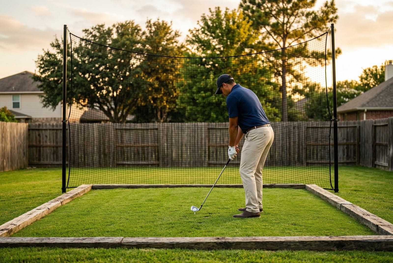 Professional lawn care: DIY Backyard Tee Box - healthy residential grass