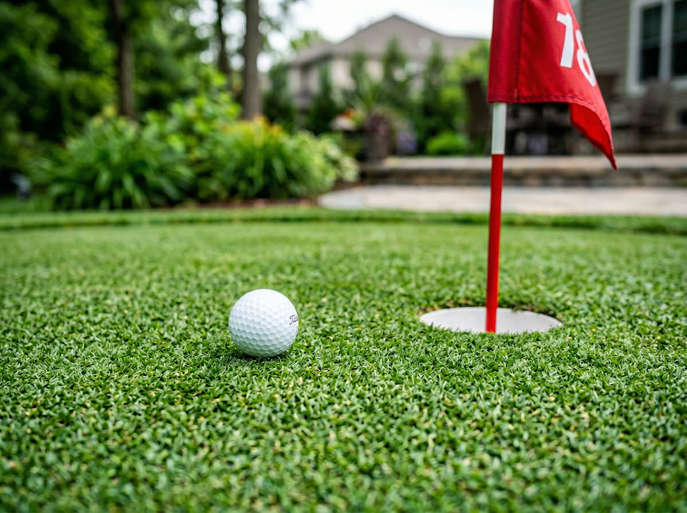 Detailed view of Backyard Putting Green Cost: Complete Breakdown technique on green lawn