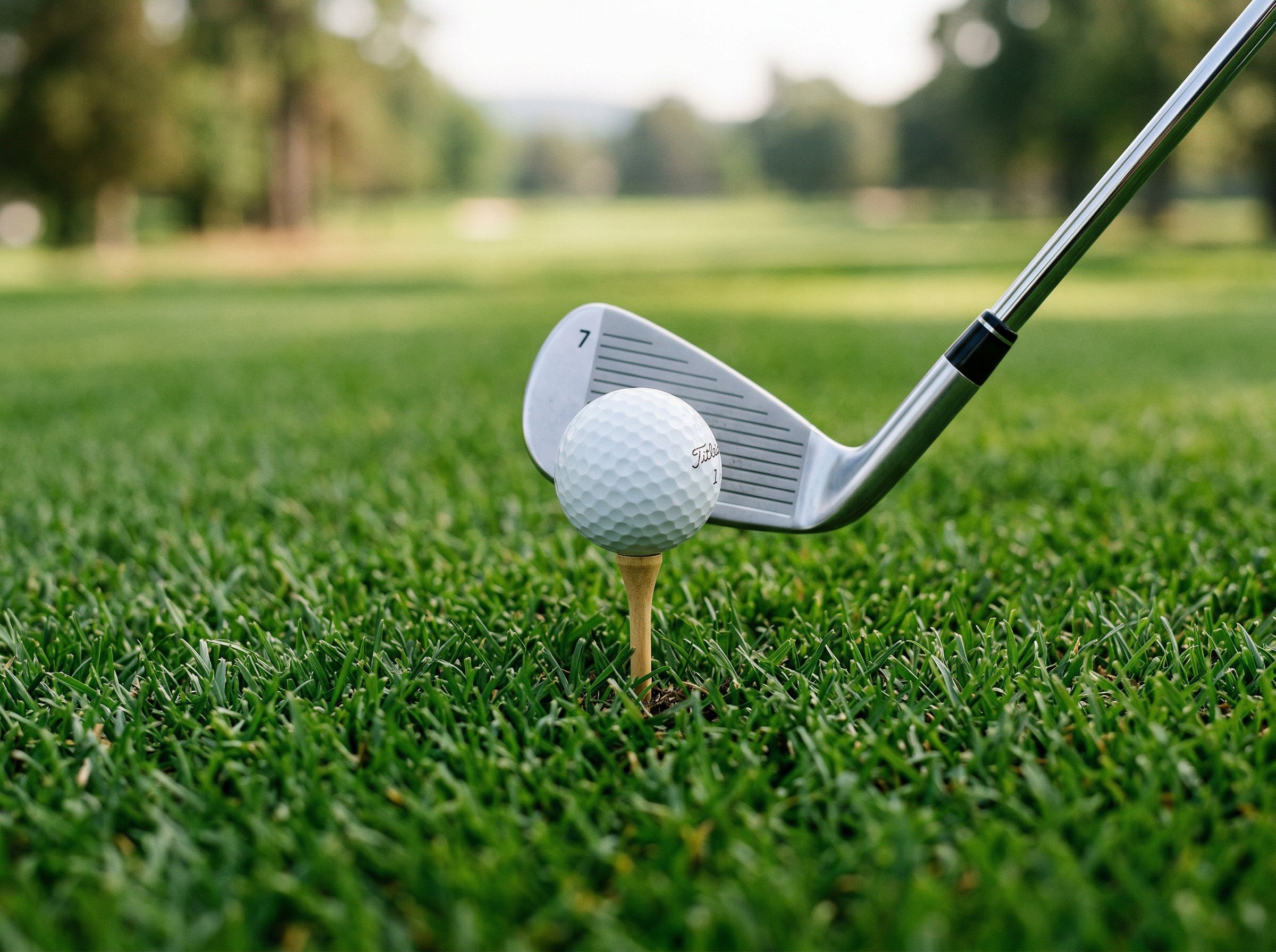 Detailed view of DIY Backyard Tee Box technique on green lawn